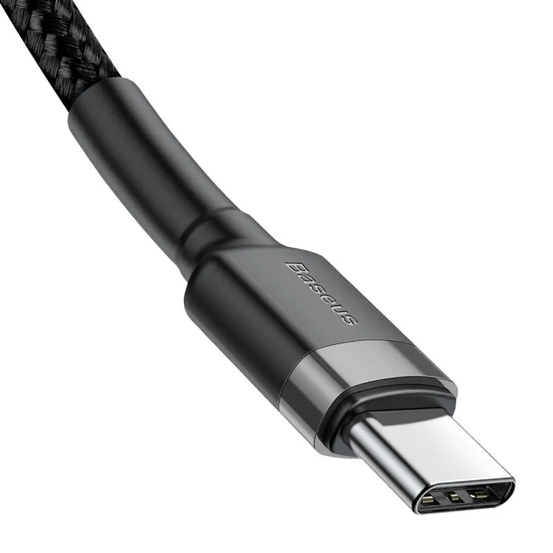 Кабель Baseus Cafule USB-C-USB-C, PD2.0 60W 2м Black/Grey (CATKLF-HG1) - мініатюра 2