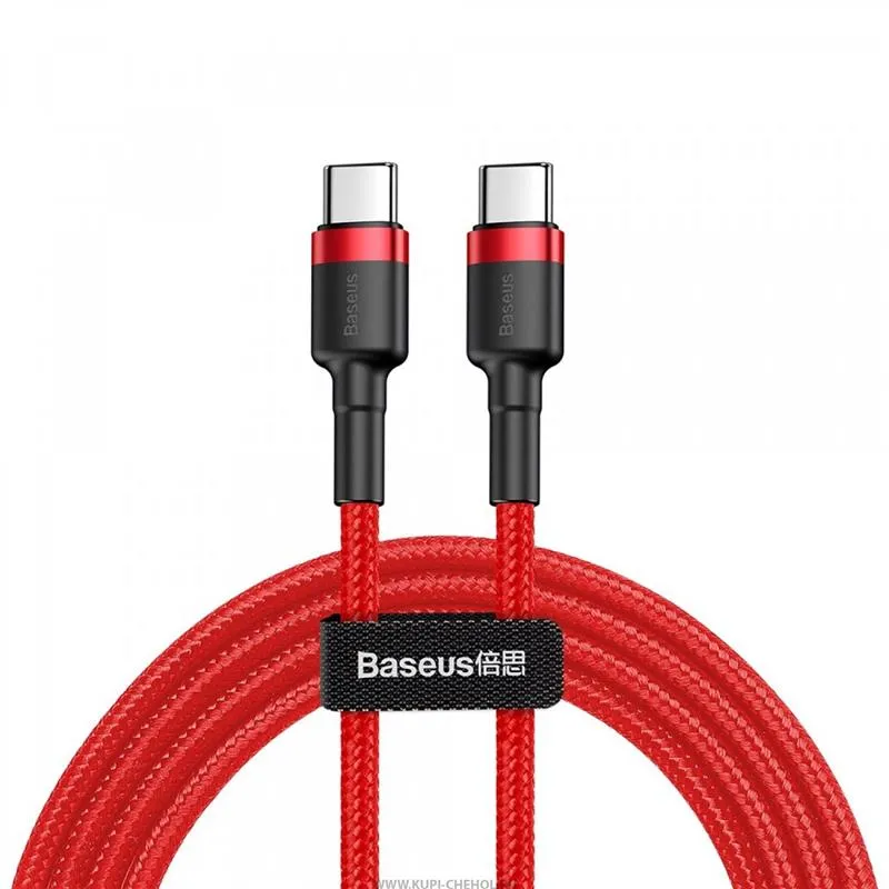 Кабель Baseus Cafule USB-C-USB-C, PD2.0, 60W 2м Red (CATKLF-H09) - зображення 1