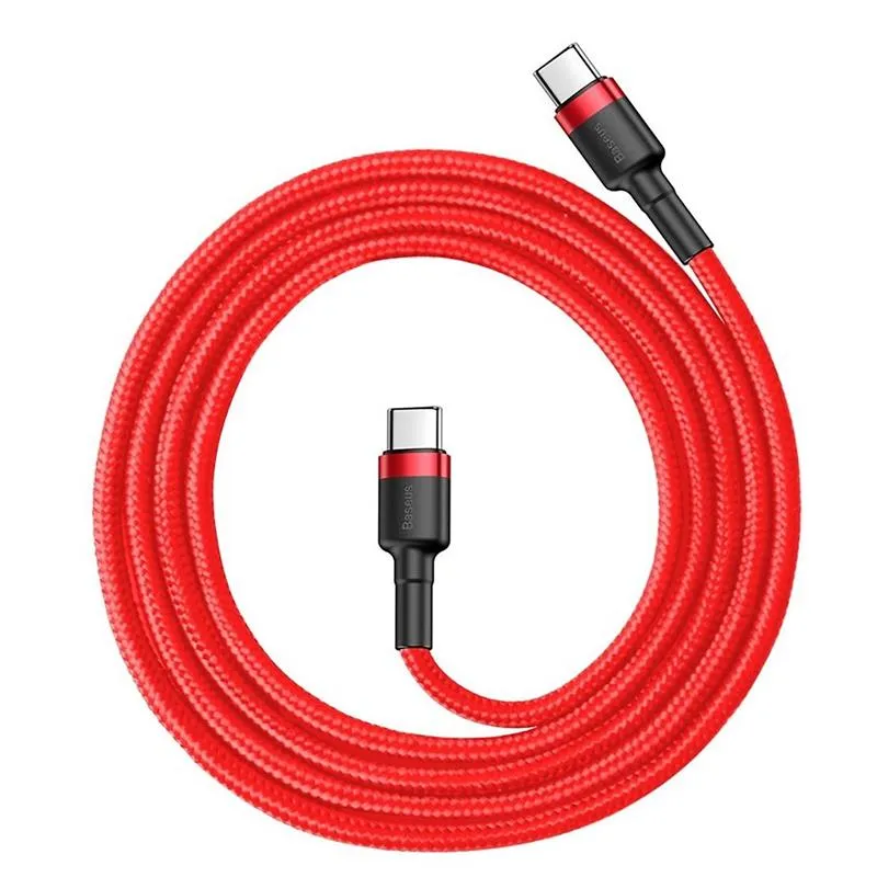 Кабель Baseus Cafule USB-C-USB-C, PD2.0, 60W 2м Red (CATKLF-H09) - мініатюра 2