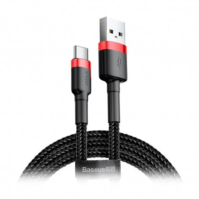 Кабель Baseus Cafule Series USB-USB-C, 1м Red/Black (CATKLF-B91) - зображення 1