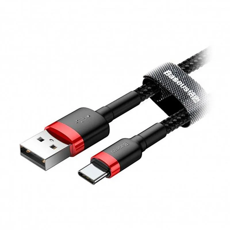 Кабель Baseus Cafule Series USB-USB-C, 1м Red/Black (CATKLF-B91) - мініатюра 3