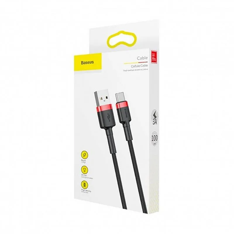 Кабель Baseus Cafule Series USB-USB-C, 1м Red/Black (CATKLF-B91) - мініатюра 4