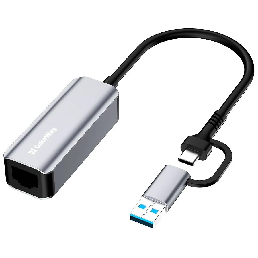 Мережевий адаптер ColorWay USB-A/USB-С 3.0 - RJ45 (CW-AD-CRG) - зображення 1
