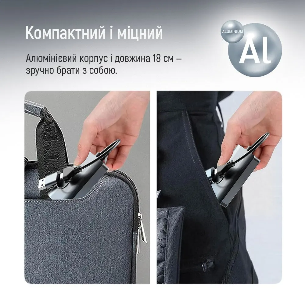 Мережевий адаптер ColorWay USB-A/USB-С 3.0 - RJ45 (CW-AD-CRG) - мініатюра 2