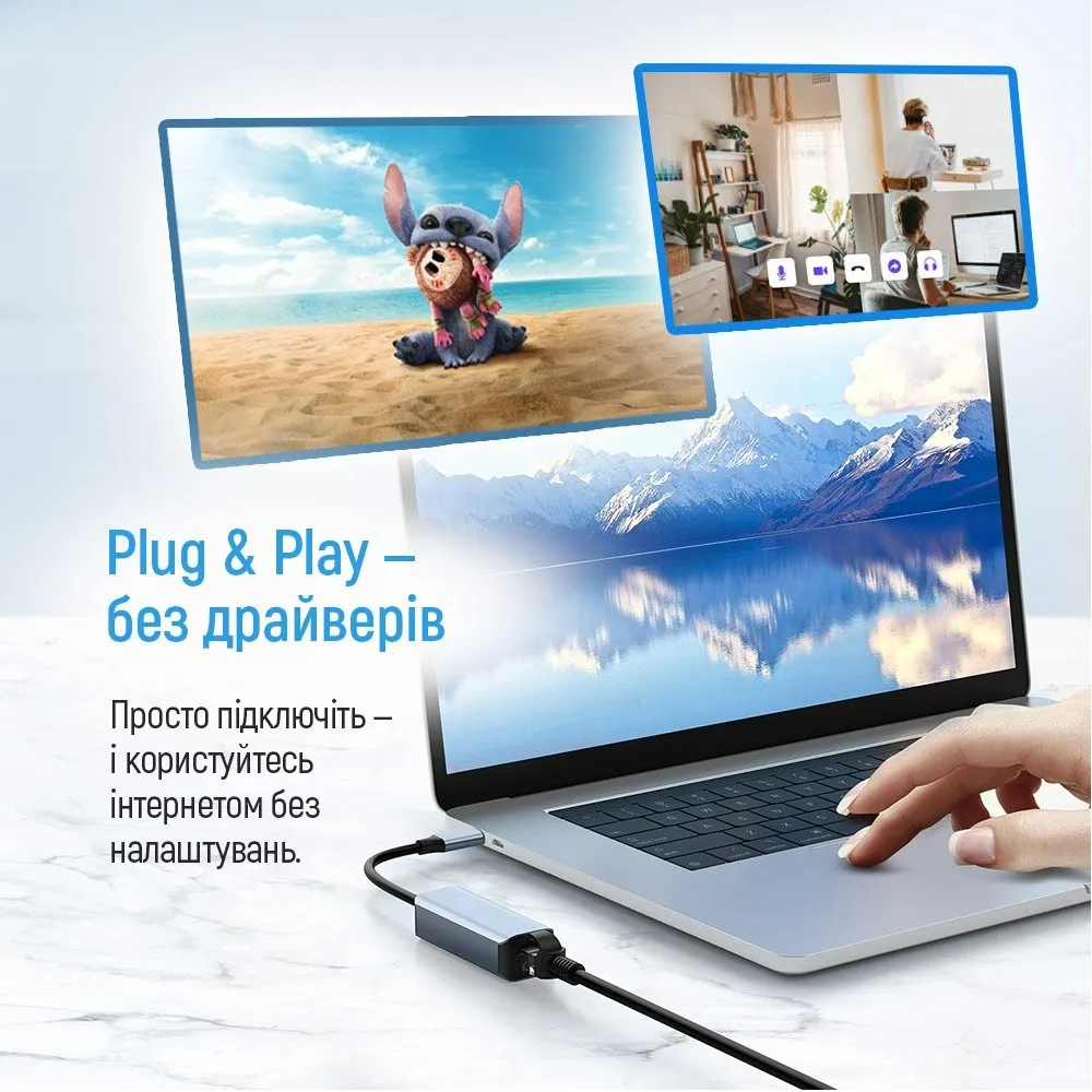 Мережевий адаптер ColorWay USB-A/USB-С 3.0 - RJ45 (CW-AD-CRG) - мініатюра 5