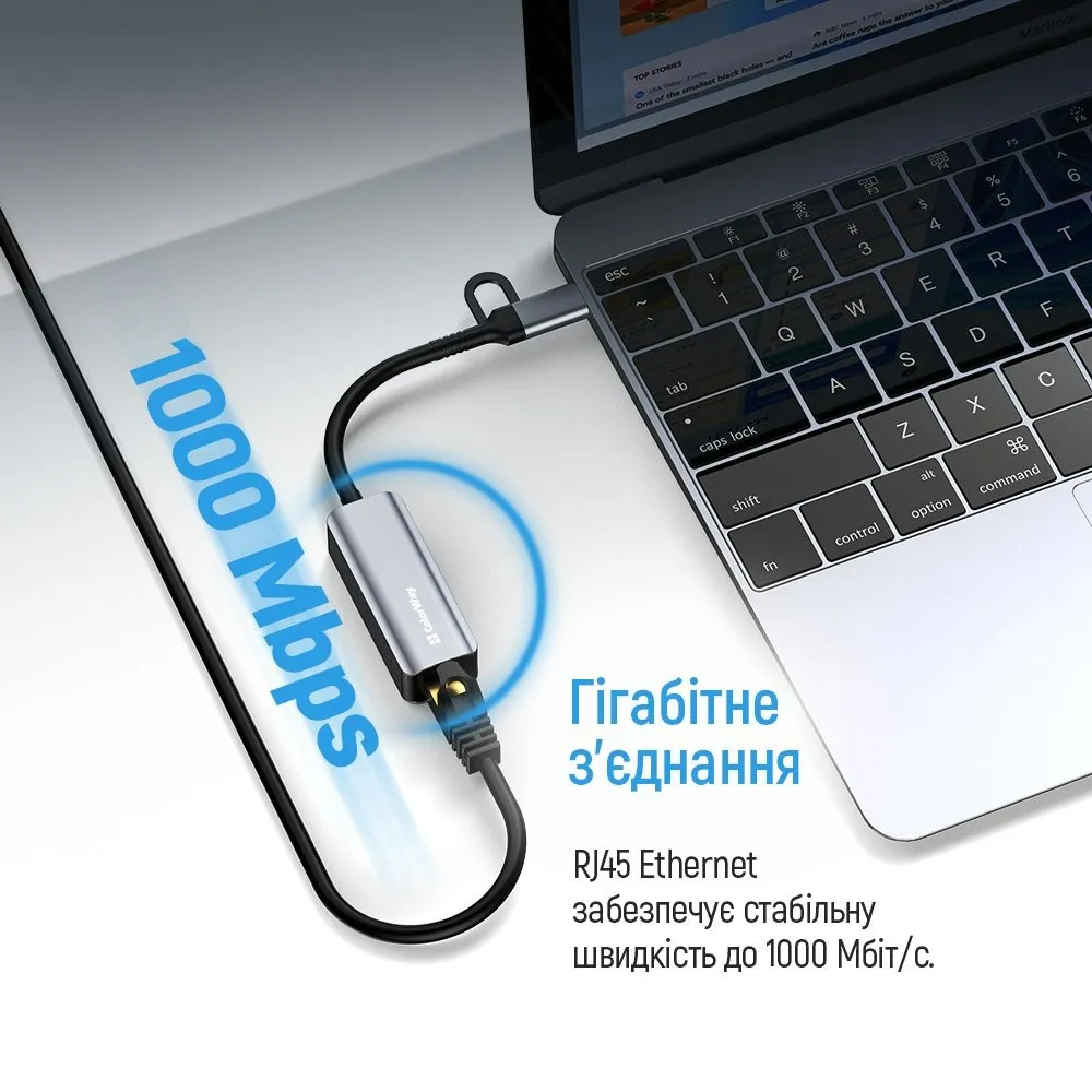 Мережевий адаптер ColorWay USB-A/USB-С 3.0 - RJ45 (CW-AD-CRG) - мініатюра 6