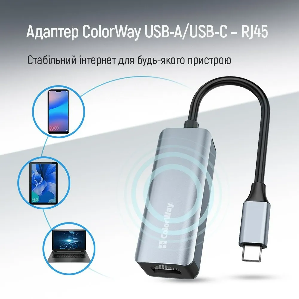 Мережевий адаптер ColorWay USB-A/USB-С 3.0 - RJ45 (CW-AD-CRG) - мініатюра 7
