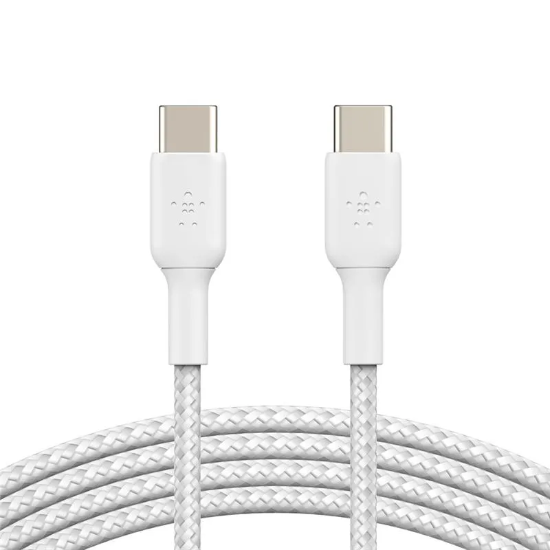 Кабель Belkin Braided USB Type-C-USB Type-C, 1м White (CAB004BT1MWH) - зображення 1