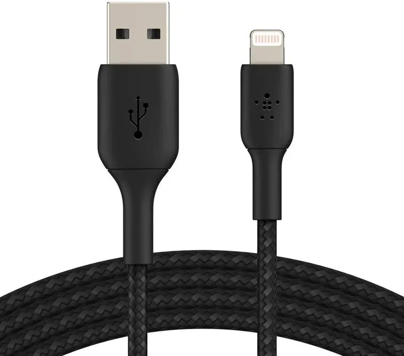 Кабель Belkin Braided USB-Lightning, 1м Black (CAA002BT1MBK) - зображення 1