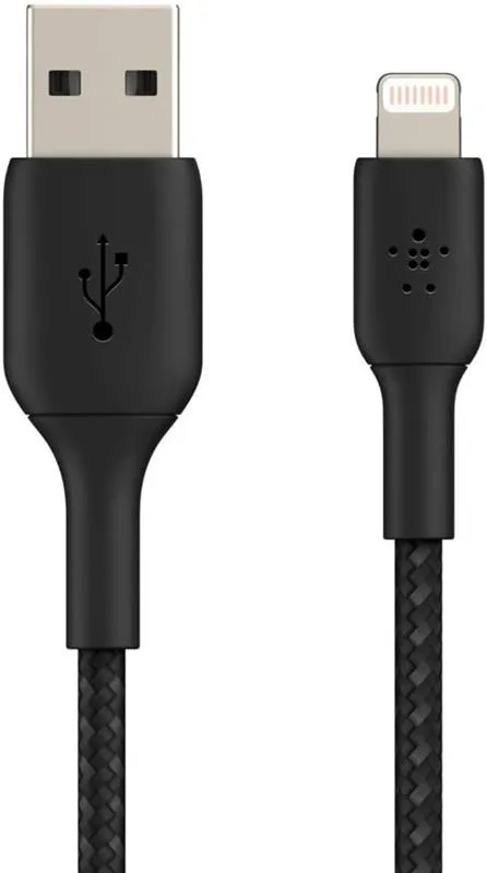 Кабель Belkin Braided USB-Lightning, 1м Black (CAA002BT1MBK) - мініатюра 2