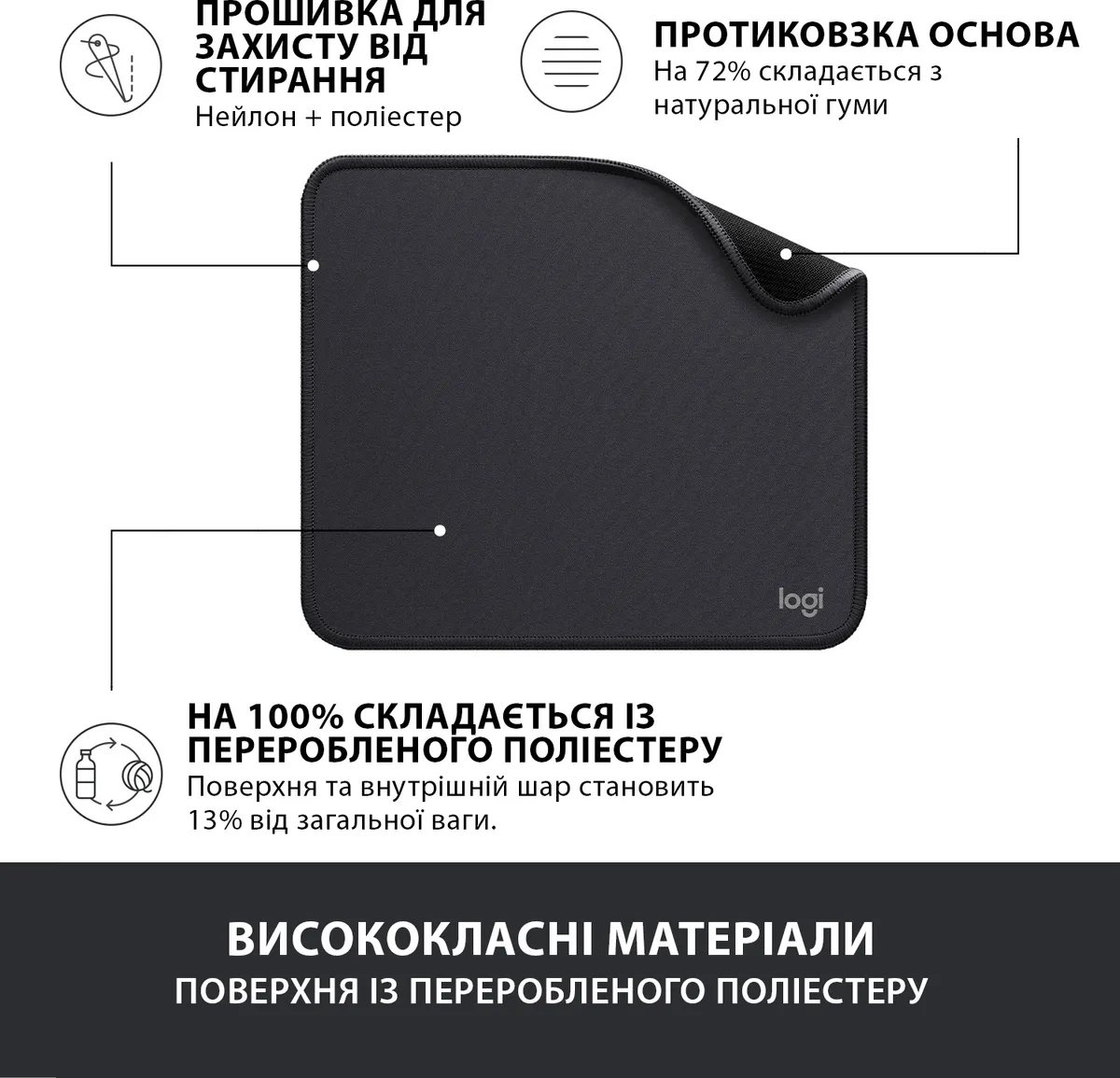 Ігрова поверхня Logitech Mouse Pad Studio Graphite (956-000049) - мініатюра 3