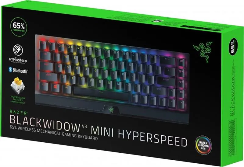 Клавіатура бездротова Razer BlackWidow V3 Mini Hyperspeed Yellow Switch Black (RZ03-03890700-R3R1) - мініатюра 5