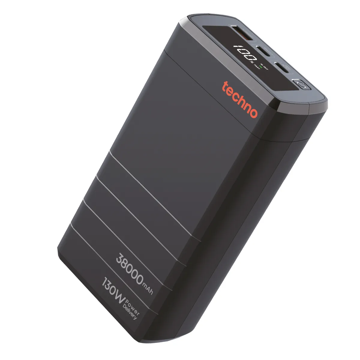 Універсальна мобільна батарея Techno PDC130 38000mAh PD 130W QC 3.0 Black - зображення 1