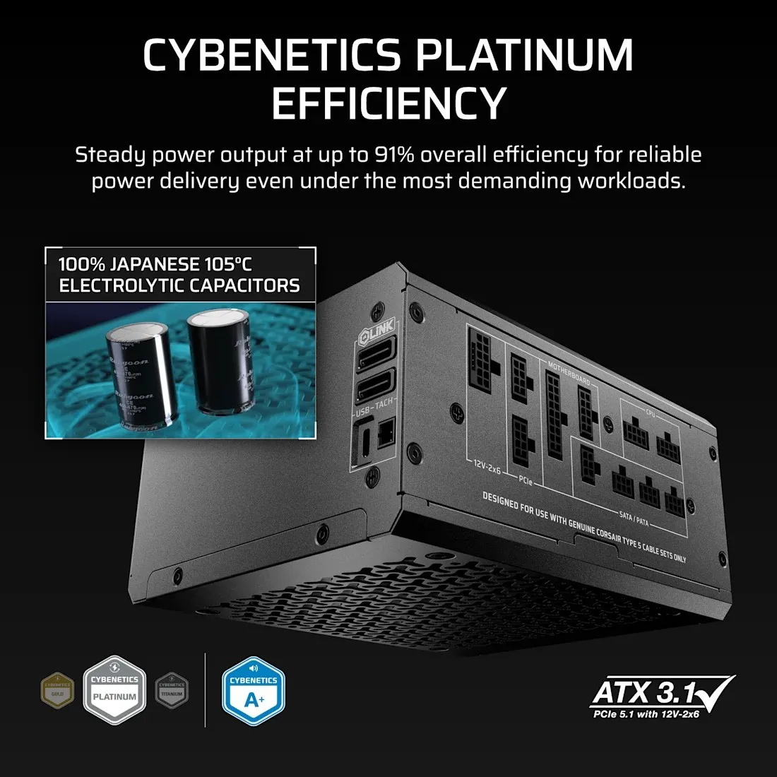 Блок живлення Corsair HX1200i Shift ATX 3.1 1200W (CP-9020267-EU) - мініатюра 5