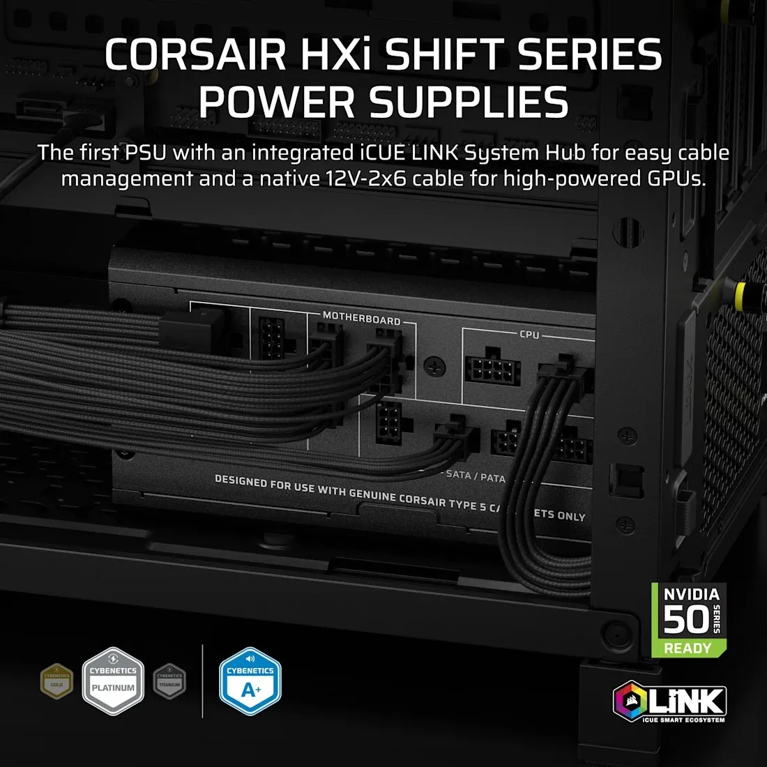 Блок живлення Corsair HX1000i Shift ATX 3.1 1000W (CP-9020265-EU) - мініатюра 3
