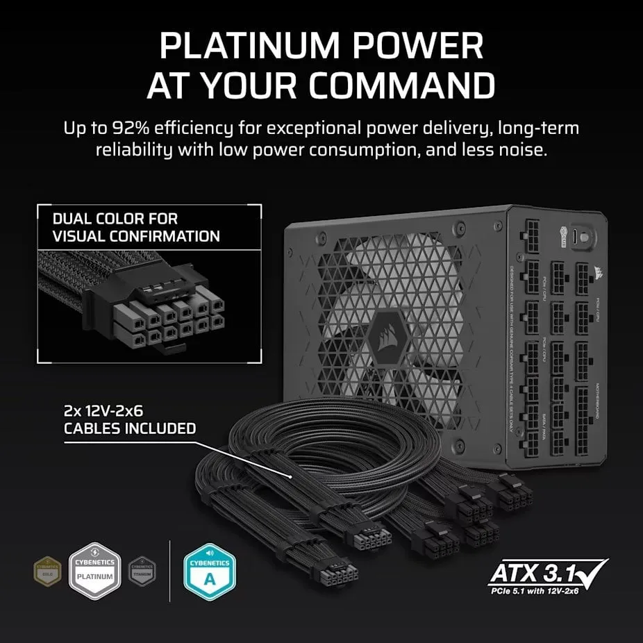 Блок живлення Corsair HX1200i PCIE5 1200W (CP-9020307-EU) - мініатюра 6