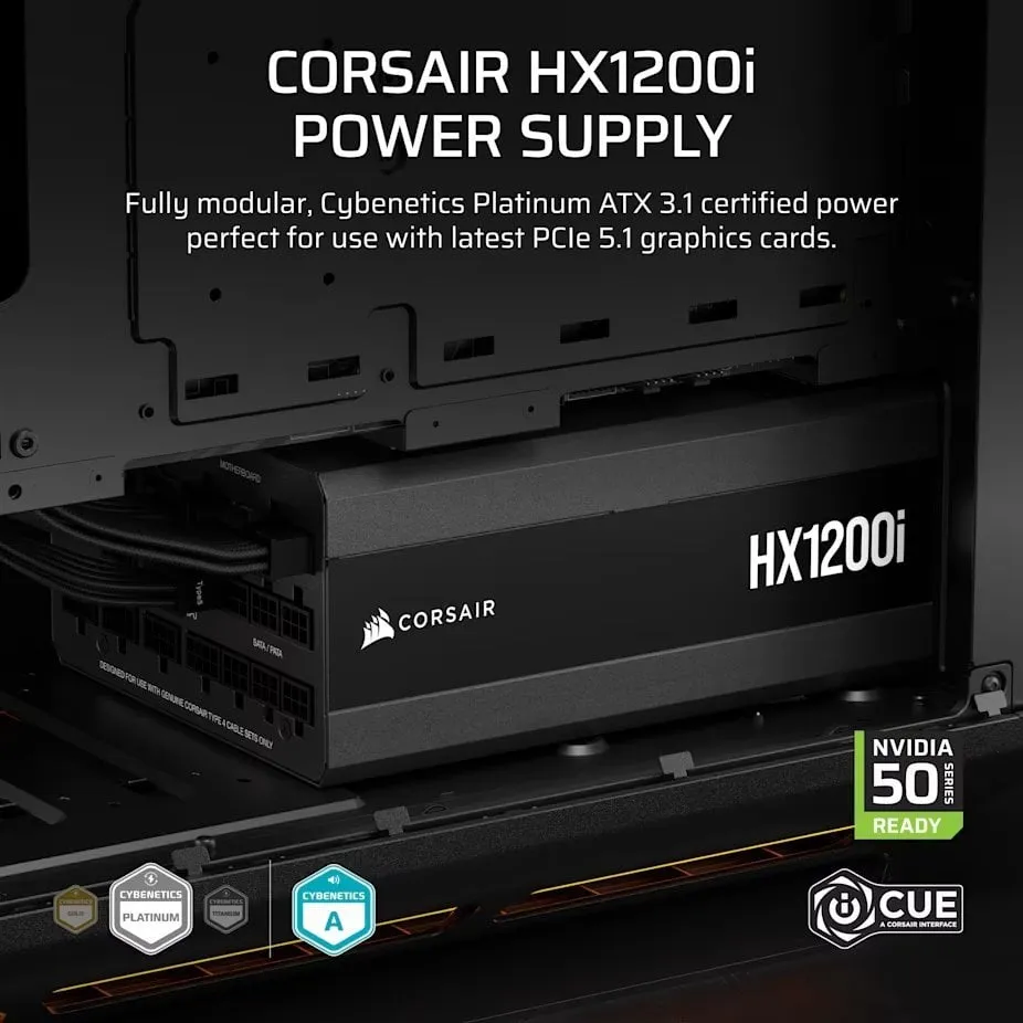 Блок живлення Corsair HX1200i PCIE5 1200W (CP-9020307-EU) - мініатюра 8