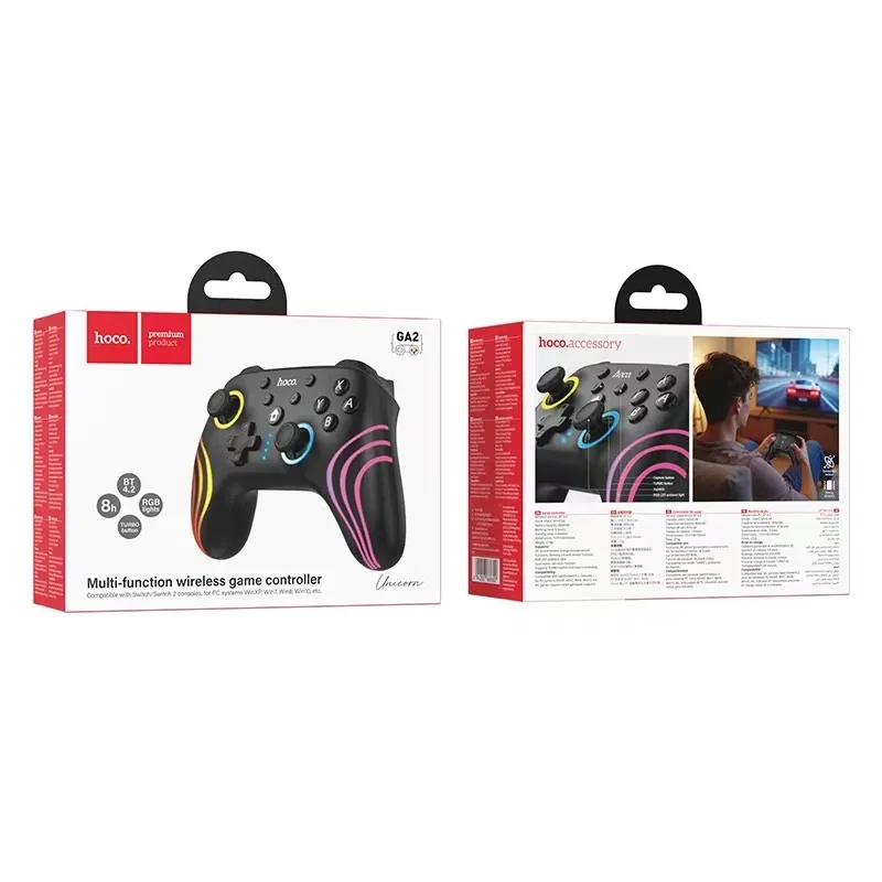 Бездротовий геймпад HOCO GA2 800mAh (SWITCH 1/2.PC) Unicorn multi-function wireless game controller Black - мініатюра 2
