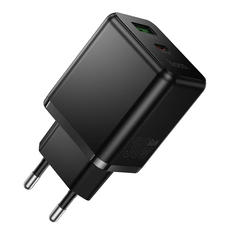 Мережевий зарядний пристрій HOCO C157A Smart PD30W+QC3.0 multi-protocol charger(EU) Black - мініатюра 4
