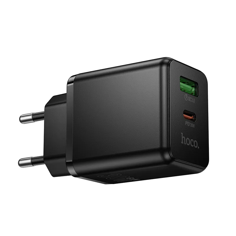 Мережевий зарядний пристрій HOCO C157A Smart PD30W+QC3.0 multi-protocol charger(EU) Black - мініатюра 6