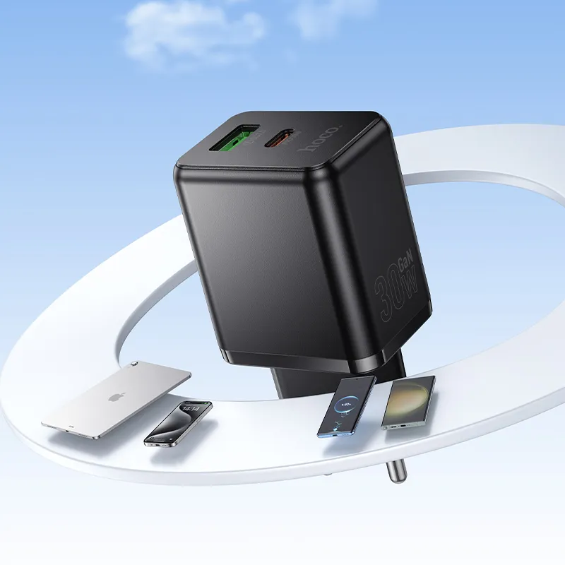 Мережевий зарядний пристрій HOCO C157A Smart PD30W+QC3.0 multi-protocol charger(EU) Black - мініатюра 9