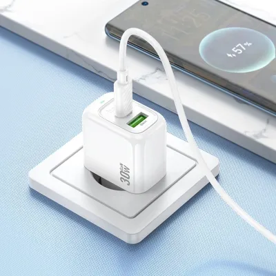 Мережевий зарядний пристрій HOCO CS55A Surplus PD30W+QC3.0 charger White - мініатюра 8
