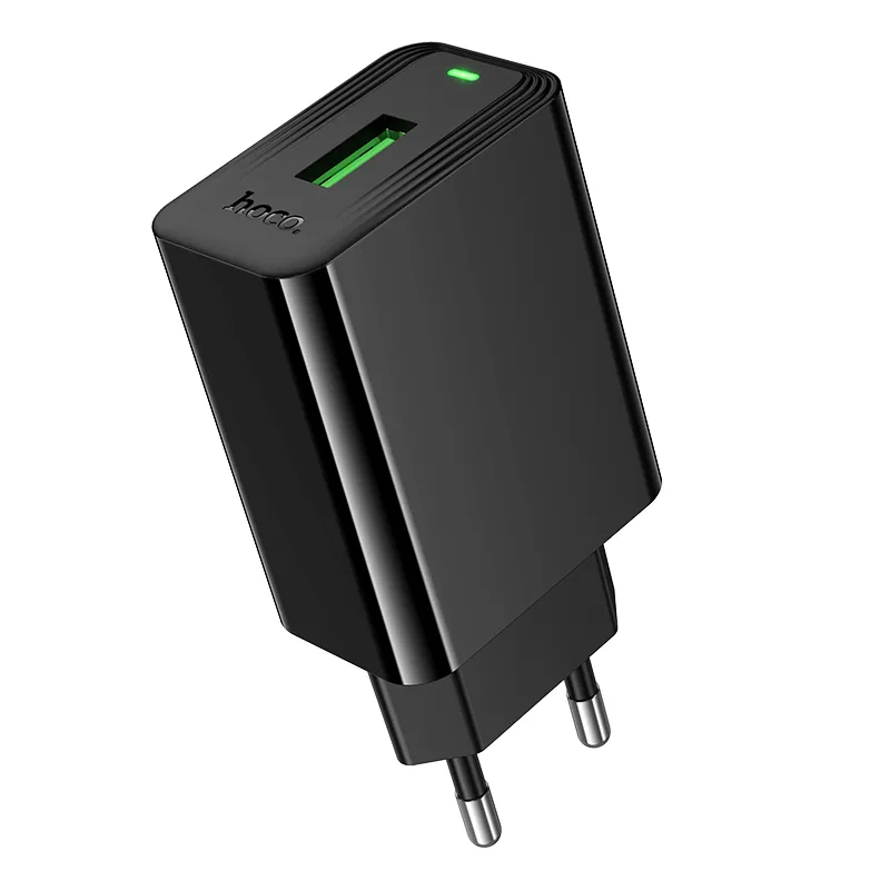 Мережевий зарядний пристрій HOCO CS92A Leader single port QC3.0 charger(EU) Black - зображення 1