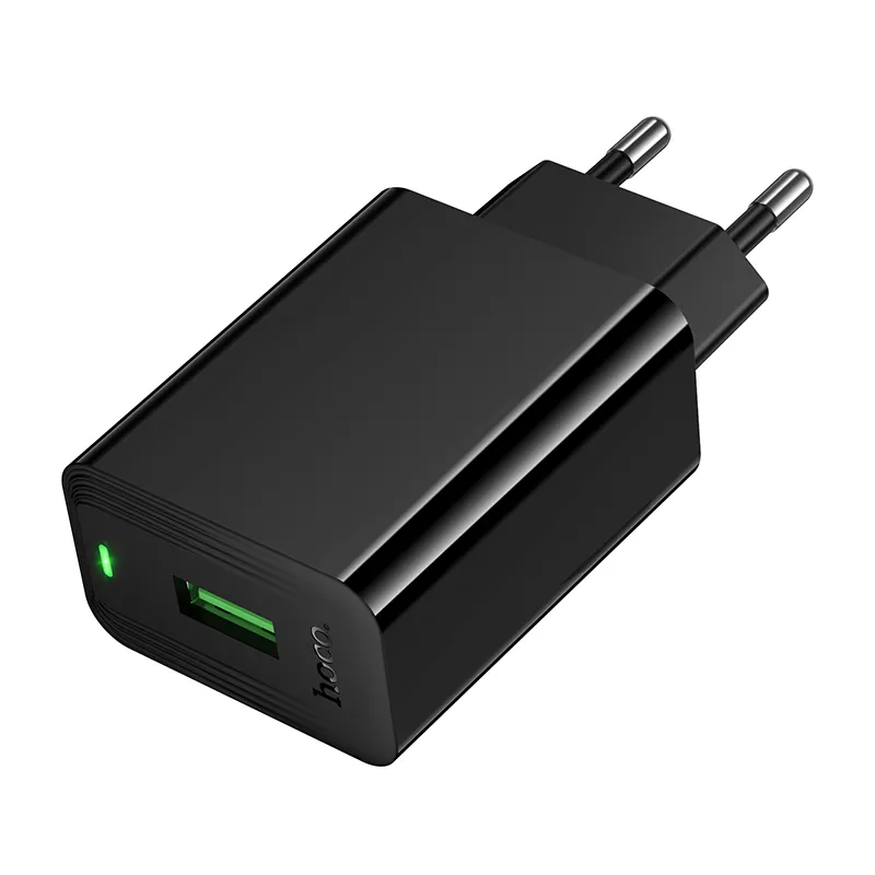 Мережевий зарядний пристрій HOCO CS92A Leader single port QC3.0 charger(EU) Black - мініатюра 3