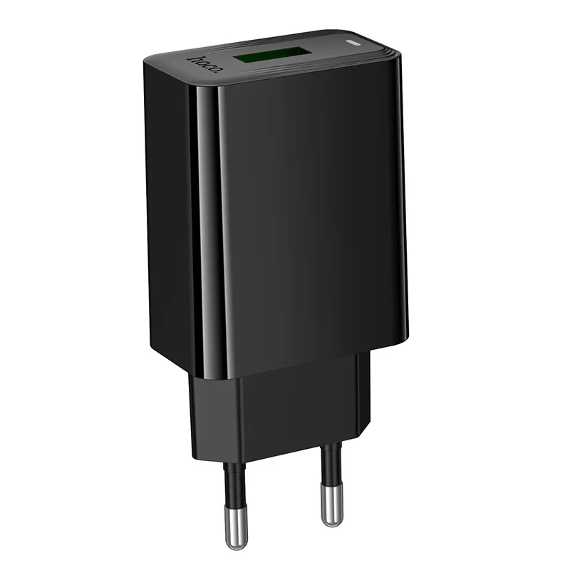 Мережевий зарядний пристрій HOCO CS92A Leader single port QC3.0 charger(EU) Black - мініатюра 5
