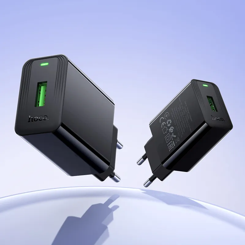 Мережевий зарядний пристрій HOCO CS92A Leader single port QC3.0 charger(EU) Black - мініатюра 9