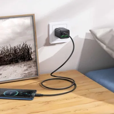 Мережевий зарядний пристрій HOCO N56 Fundador four-port PD30W(2C2A) charger(EU) Black - мініатюра 5