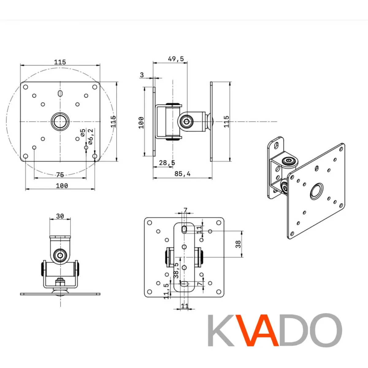 Кронштейн КВАДО KV-020-85N (VESA100х100) - мініатюра 4