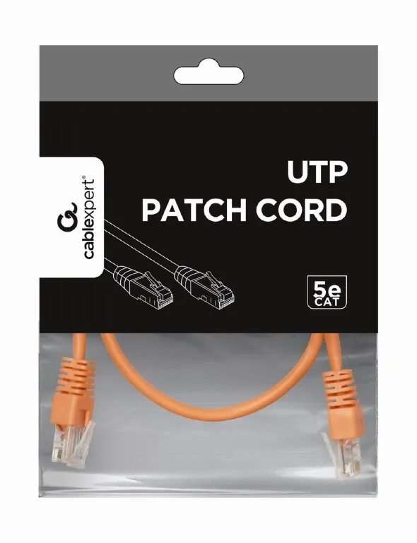 Патч-корд UTP Cablexpert (PP12-0.5M/O) літий, 50u "штекер із засувкою, 0.5 м, помаранчевий - зображення 1