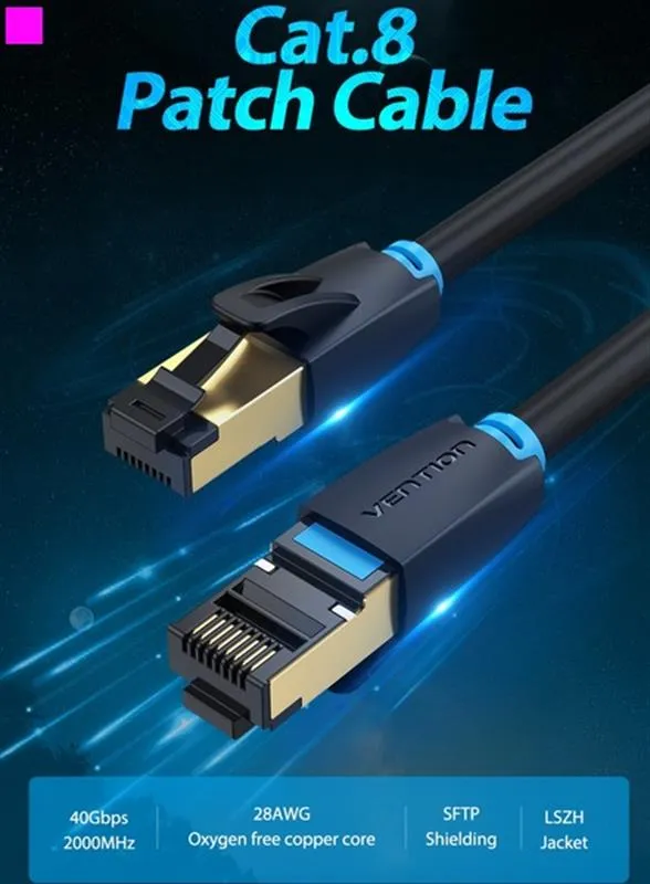 Патч-корд Vention CAT 8 SFTP Ethernet, 1.5 m, Black (IKABG) - мініатюра 2
