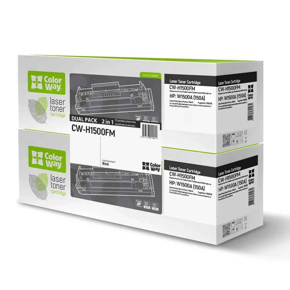 Картридж ColorWay (CW-H1500FM) HP LJ MFP M111/M141 Black Dual Pack (HP W1500A) - зображення 1