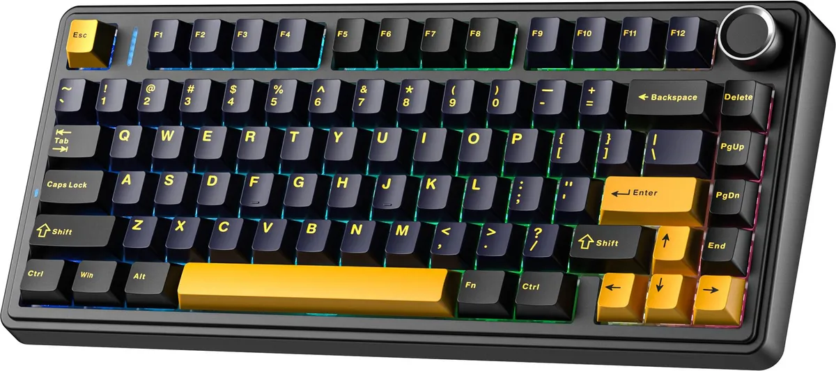 Клавіатура дротова AULA F75 Wired Gasket Black keycap pink switch EN/UA - мініатюра 2