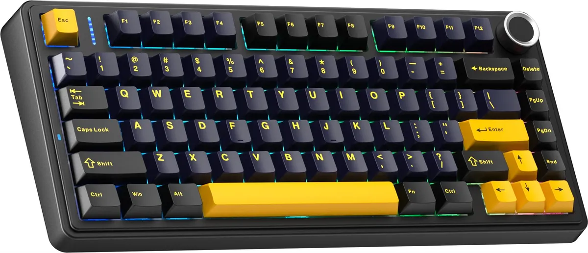 Клавіатура дротова AULA F75 Wired Gasket Black keycap pink switch EN/UA - мініатюра 3
