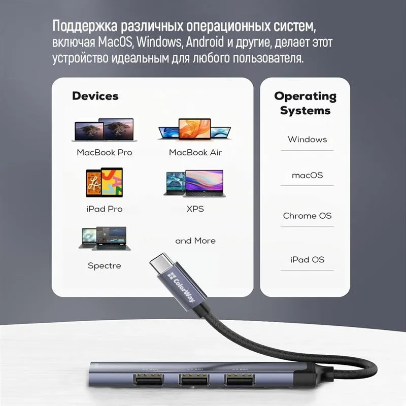USB-хаб СolorWay USB Type-C 4-в-1 (CW-HUB04) - мініатюра 15