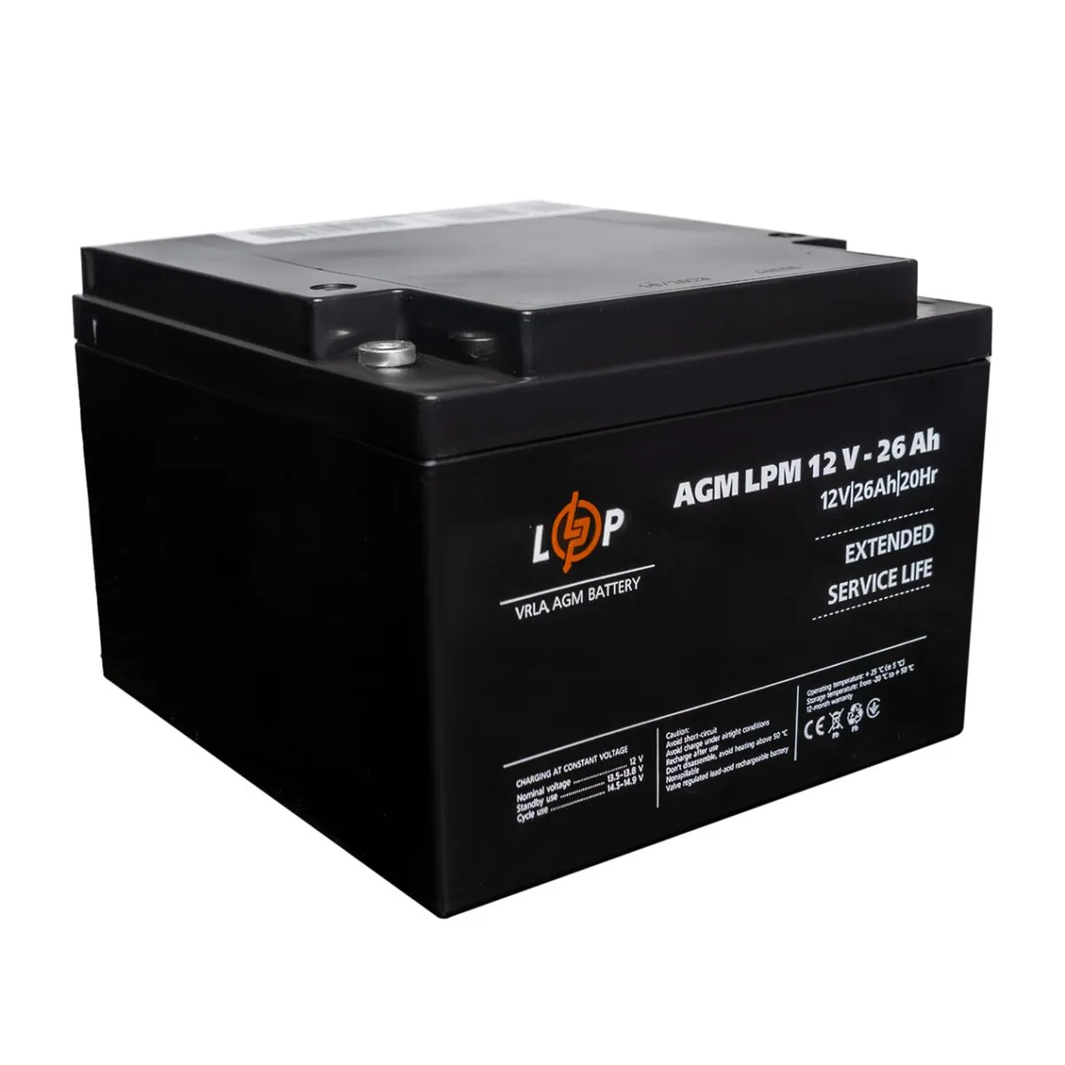 Розпродаж (22883) Акумулятор AGM LPM 12V - 26 Ah під болт М5 (08-2024) - мініатюра 4