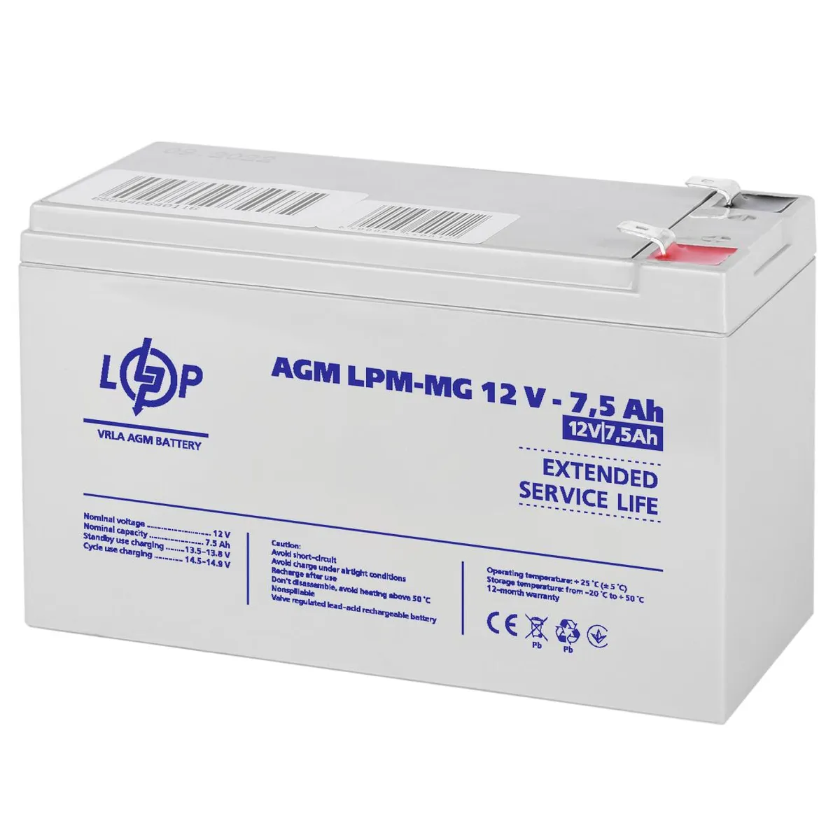 Акумулятор мультигелевий LPM-MG 12V - 7.5 Ah Уцінка - зображення 1
