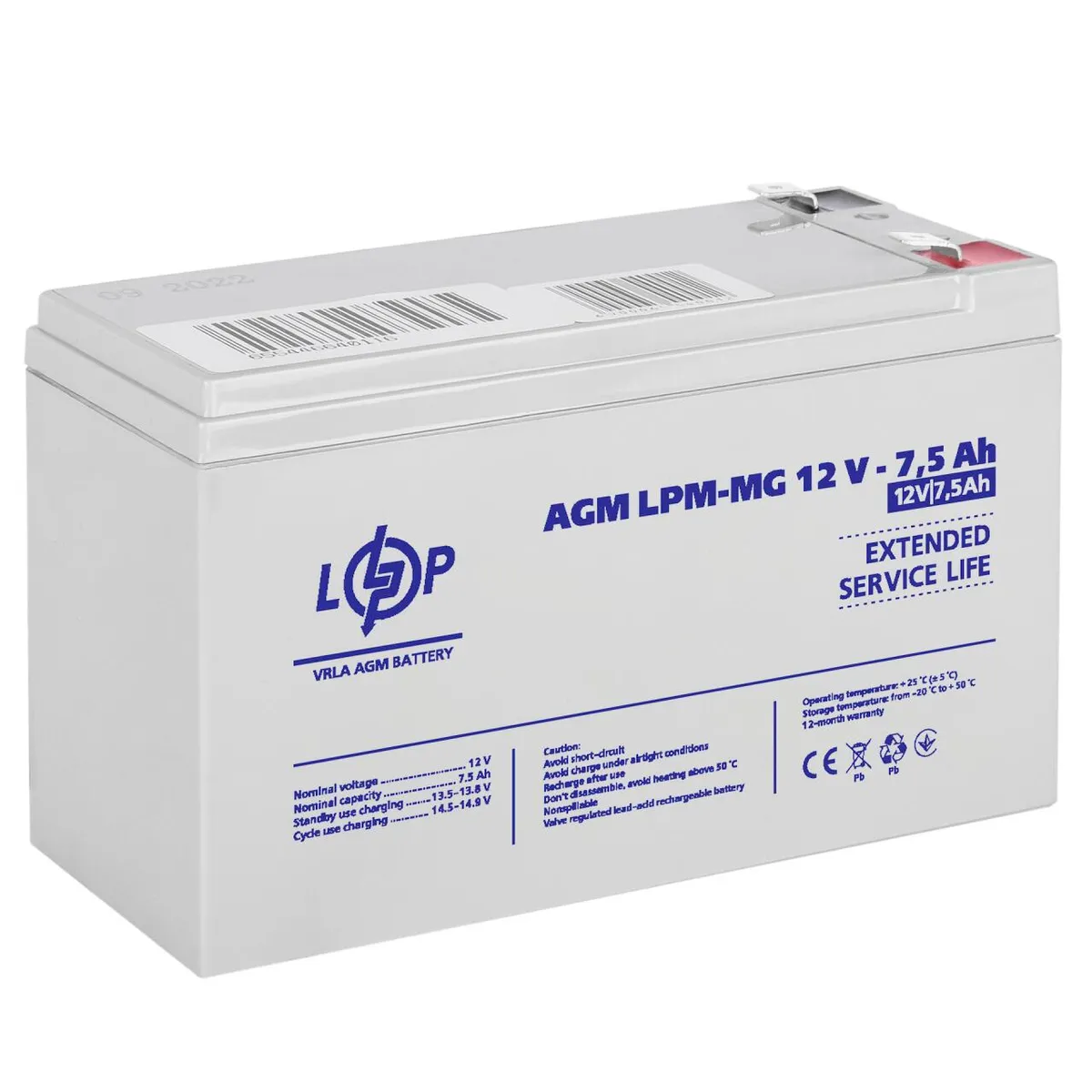 Акумулятор мультигелевий LPM-MG 12V - 7.5 Ah Уцінка - мініатюра 2