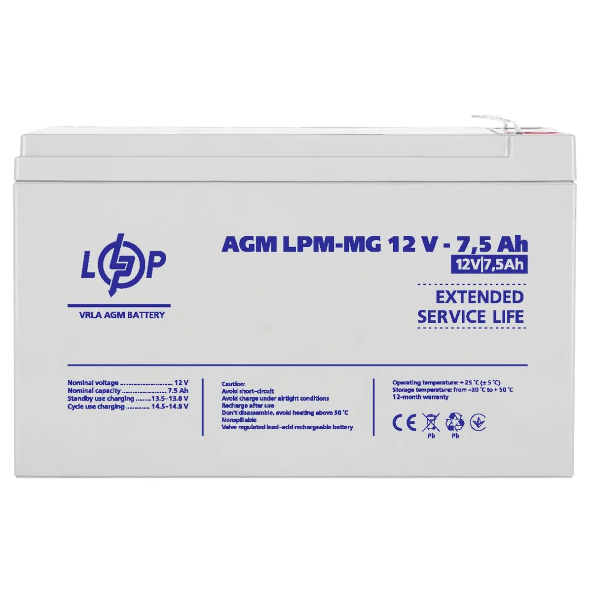 Акумулятор мультигелевий LPM-MG 12V - 7.5 Ah Уцінка - мініатюра 4