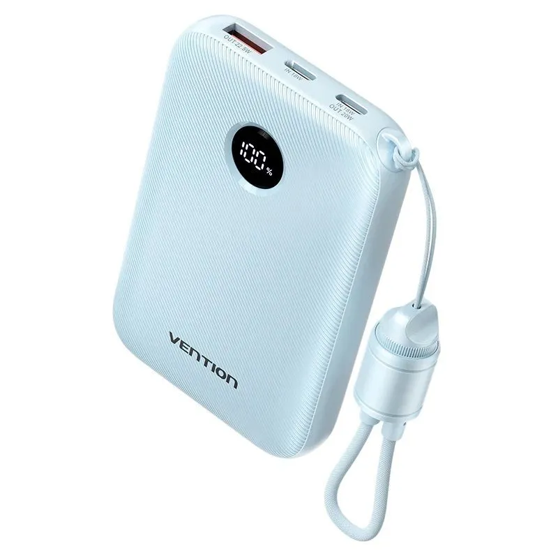 УМБ Vention 10000mAh 22,5W Fast Charging, USB-A, 2xUSB-C Blue - зображення 1