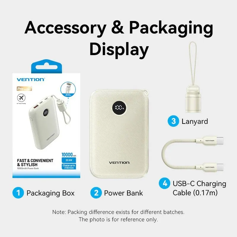 УМБ Vention 10000mAh 22,5W Fast Charging, USB-A, 2xUSB-C Blue - мініатюра 11