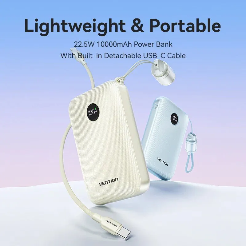 УМБ Vention 10000mAh 22,5W Fast Charging, USB-A, 2xUSB-C Blue - мініатюра 2
