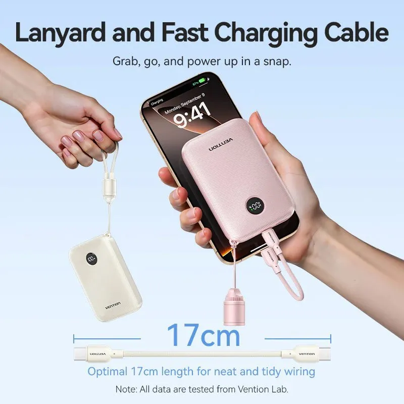 УМБ Vention 10000mAh 22,5W Fast Charging, USB-A, 2xUSB-C Blue - мініатюра 3