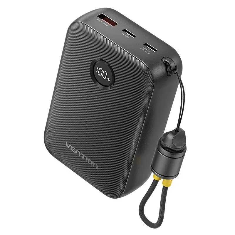 УМБ Vention 20000mAh 22,5W Fast Charging, USB-A, 2xUSB-C  Black - зображення 1