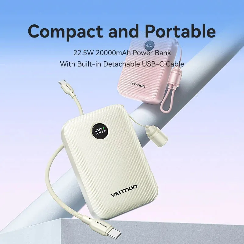 УМБ Vention 20000mAh 22,5W Fast Charging, USB-A, 2xUSB-C  Black - мініатюра 2