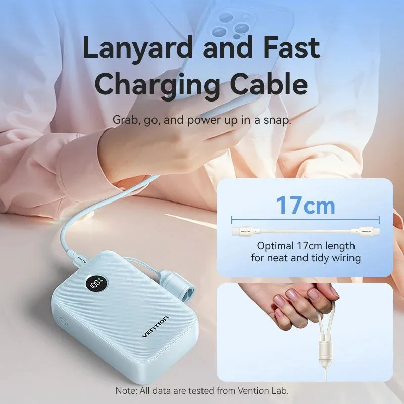 УМБ Vention 20000mAh 22,5W Fast Charging, USB-A, 2xUSB-C  Black - мініатюра 3