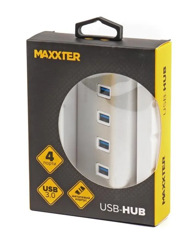 USB-хаб Maxxter 4 ports Silver (HU3A-4P-01) - мініатюра 4